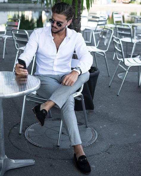 White Shirt with Grey Dress Pants