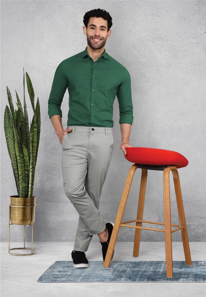 Light Green Shirt Grey Pant Combination