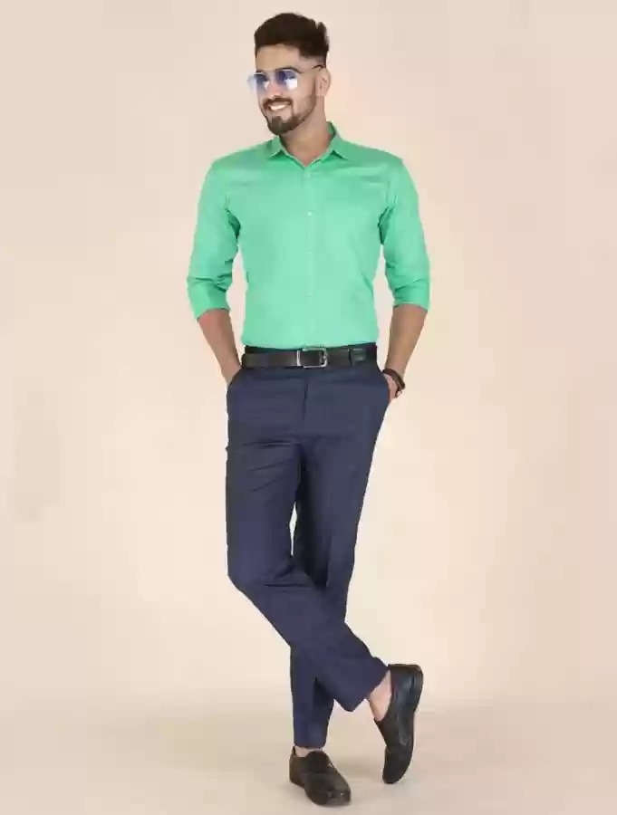 Light Green Shirt With Navy Blue Pant